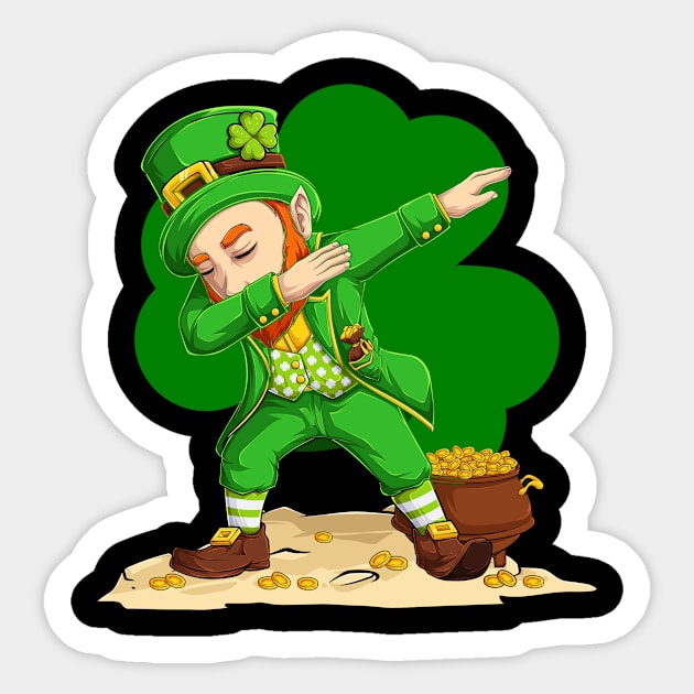 St Patricks Day Dabbing Leprechaun Boys Kids Men Sticker by Dealphy